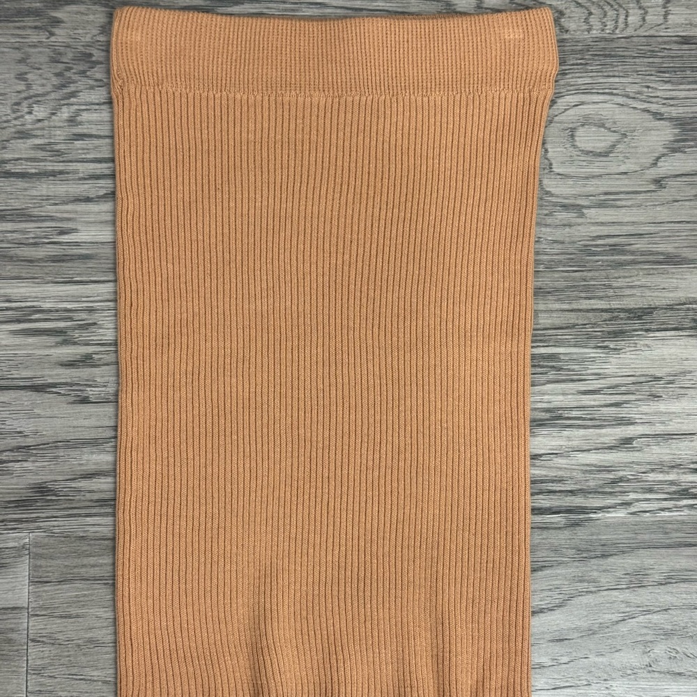 Brave Soul Ribbed Camel Midi Skirt
